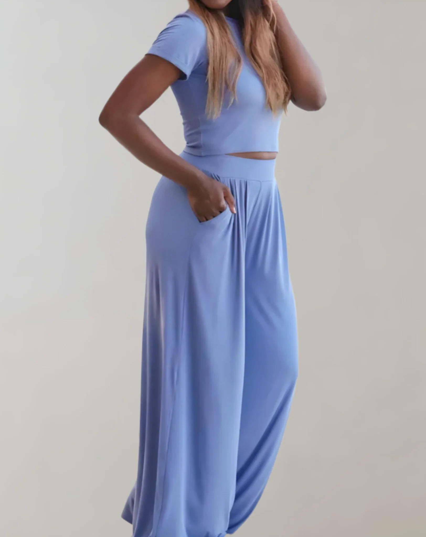 Petrina Two-Piece Co-ord Set | Crop Top & Wide-Leg Trousers