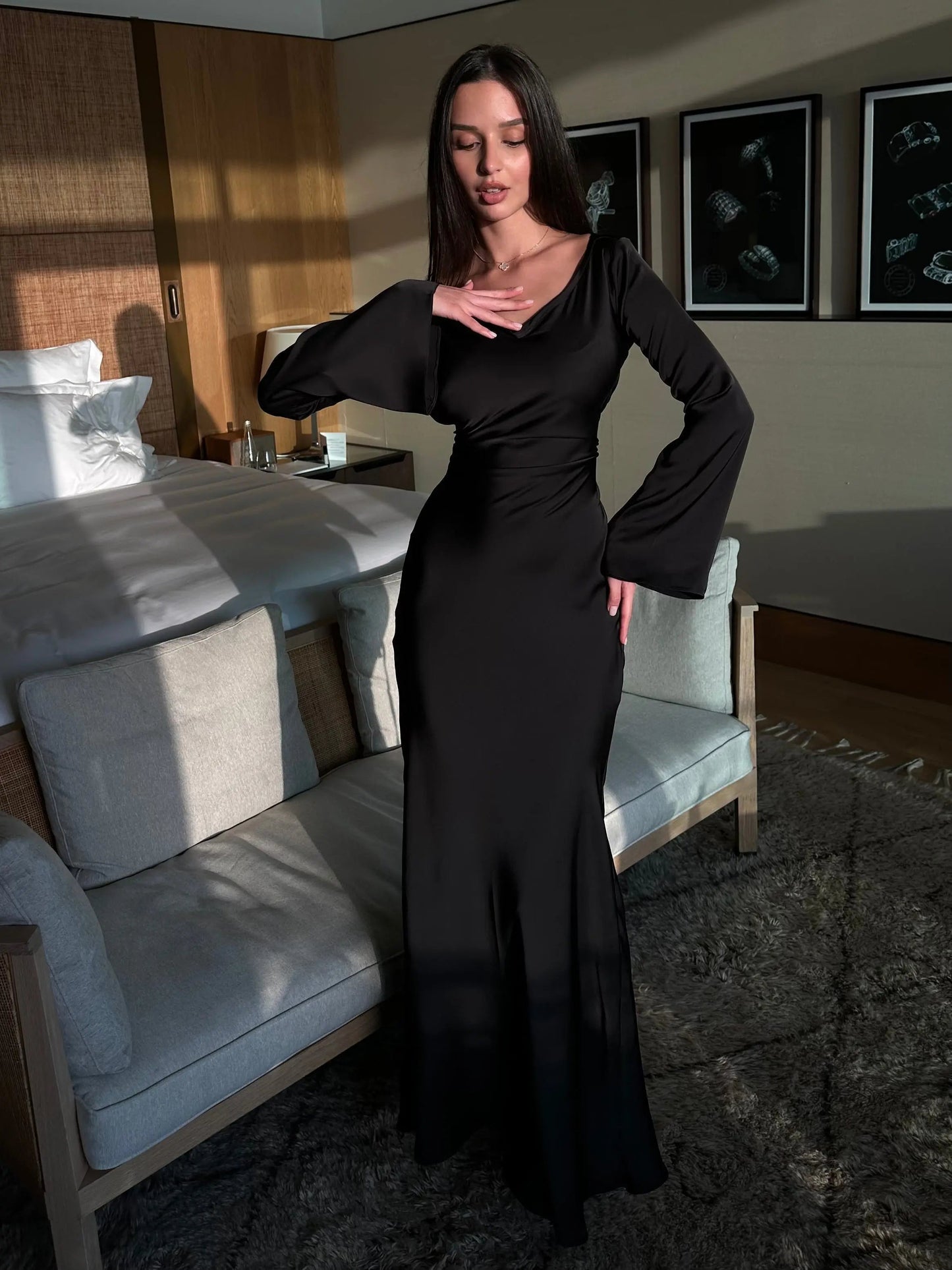 Women's Long-Sleeve Maxi Dress