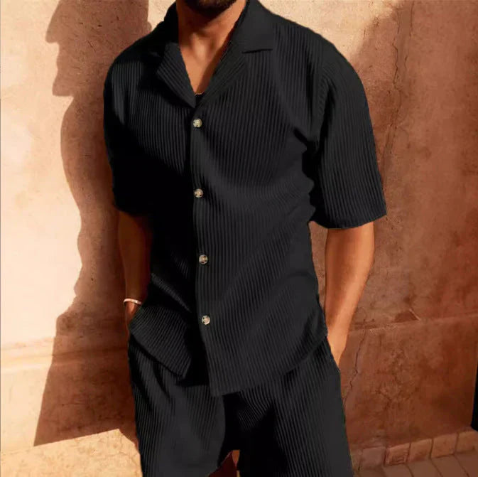 Phil Men’s Casual Set | Button-Up Shirt & Shorts