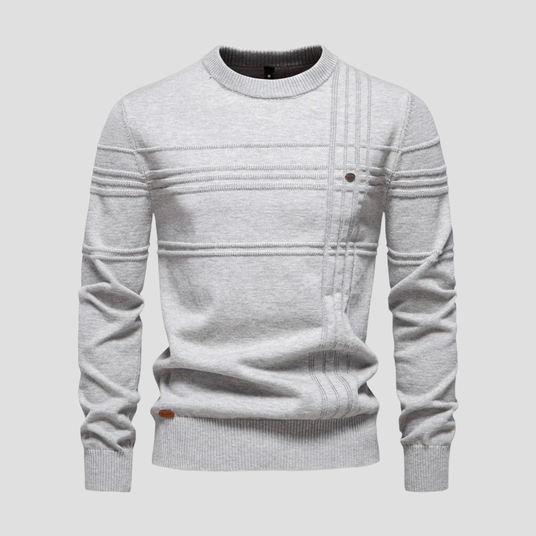 Men's Patterned Crew Neck Knit Sweater - OutfitLondon