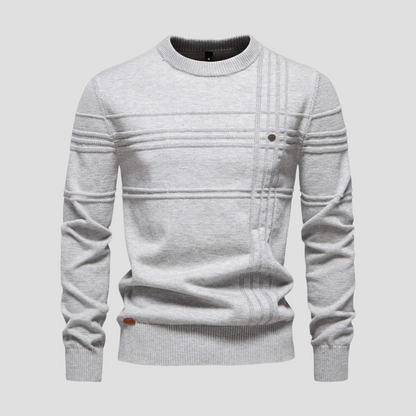 Men's Patterned Crew Neck Knit Sweater - OutfitLondon