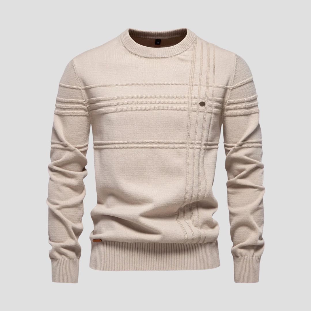 Men's Patterned Crew Neck Knit Sweater