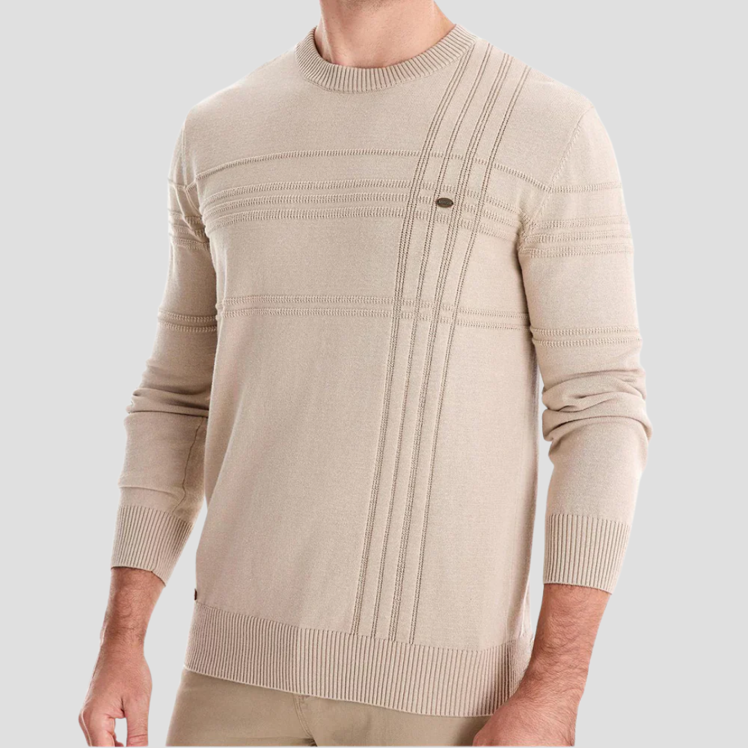 Men's Patterned Crew Neck Knit Sweater