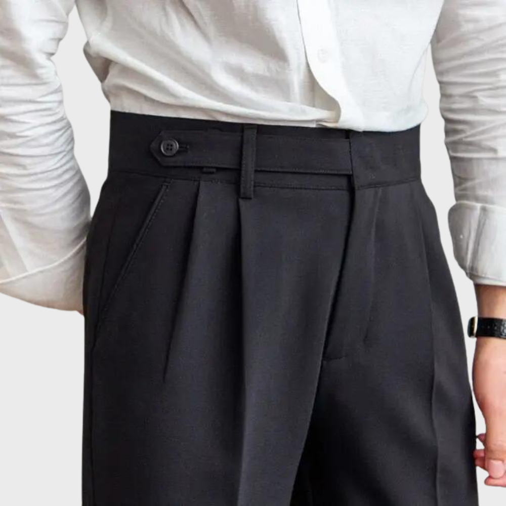 Men's Tailored Trousers Wool Blend Dark Grey