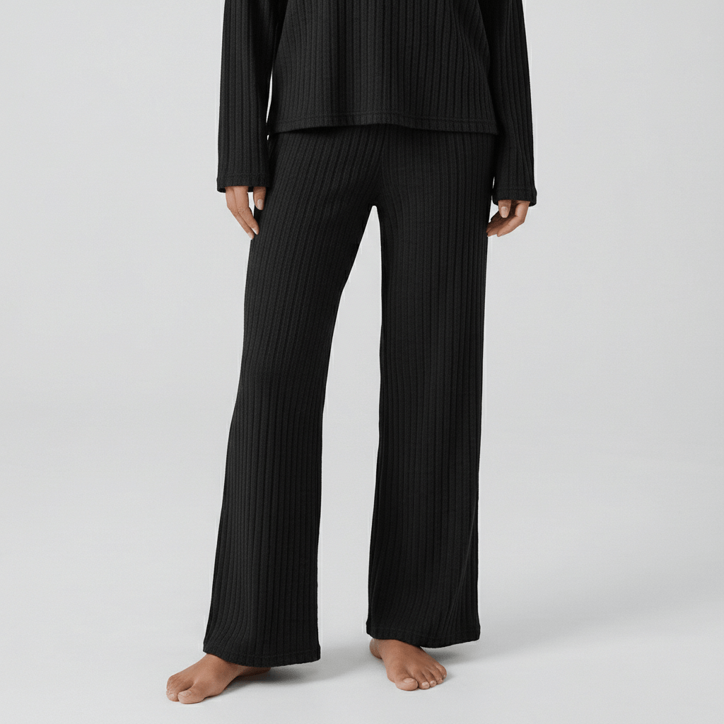 Comfortable 2 Piece Ribbed Sweater and Trousers Set