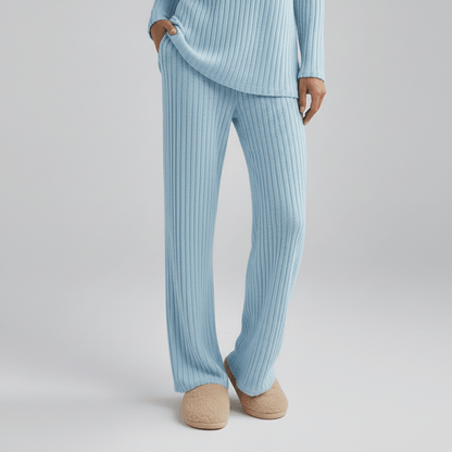 Comfortable 2 Piece Ribbed Sweater and Trousers Set