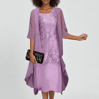 Women's Elegant Lace Dress and Lightweight Kimono Cardigan