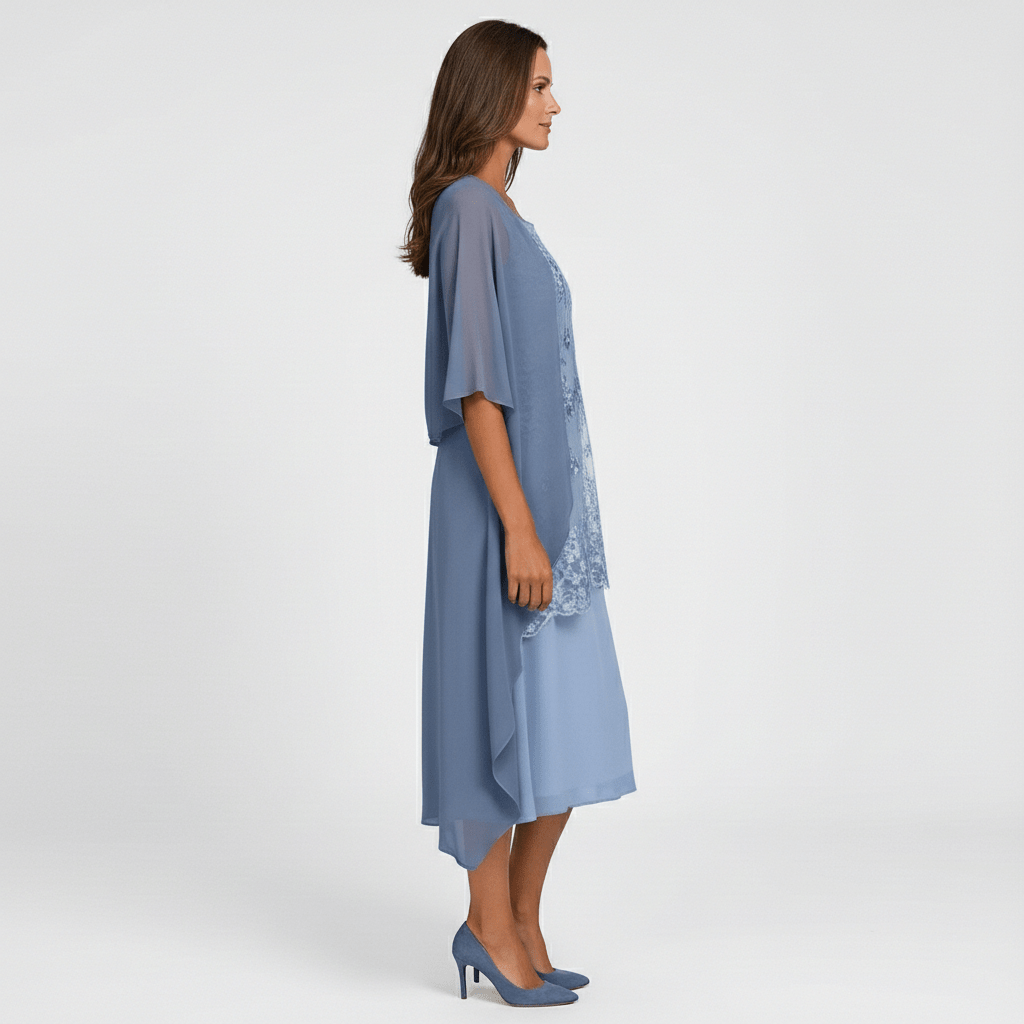 Women's Elegant Lace Dress and Lightweight Kimono Cardigan