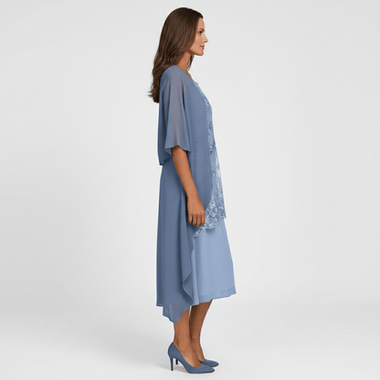 Women's Elegant Lace Dress and Lightweight Kimono Cardigan