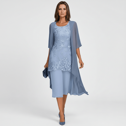 Women's Elegant Lace Dress and Lightweight Kimono Cardigan