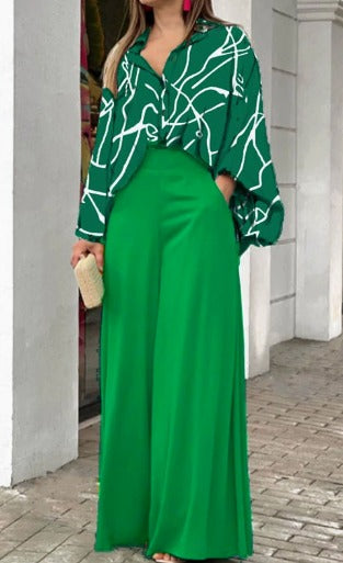 Ladies' Comfortable Olive Flare Leg Pants