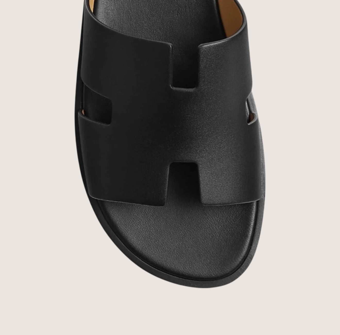 Classic Genuine Leather Slide Sandals for Men Black