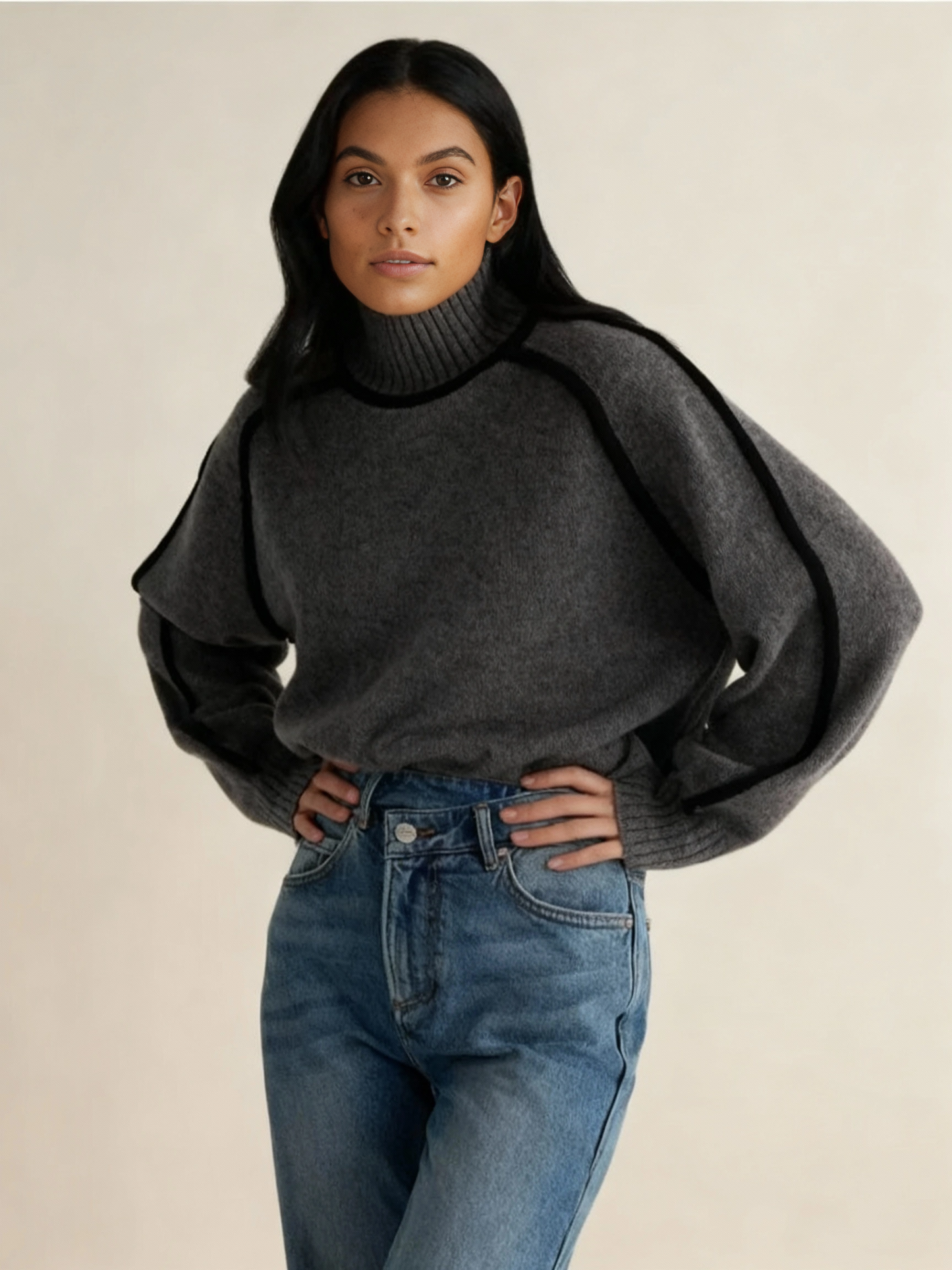 Women's Crew Neck Sweater Cozy Thermal Knit Top