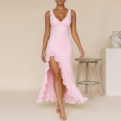 Chic V Neck Maxi Dress for Women Summer
