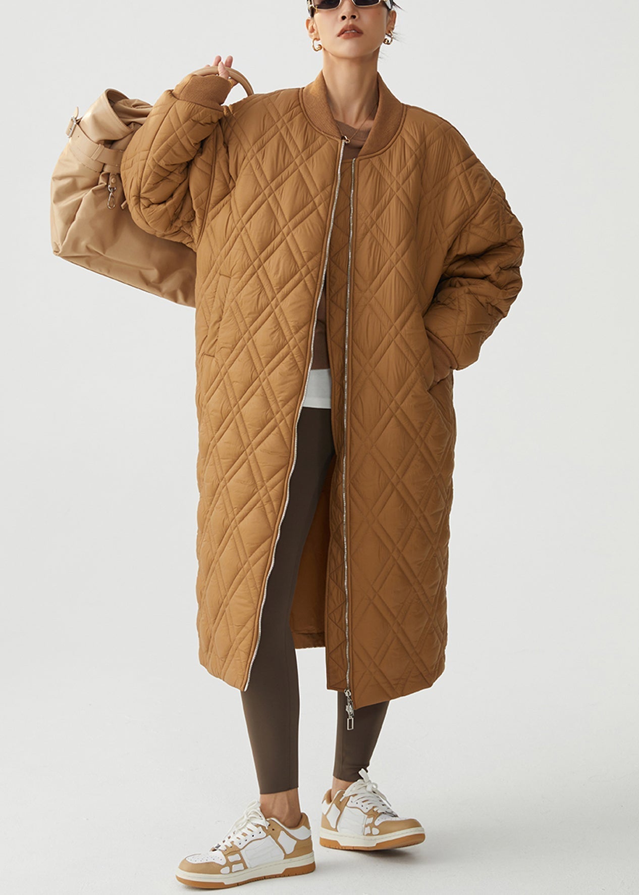 Women's Winter Parka Caramel Plaid Cotton Filled 2XL - OutfitLondon