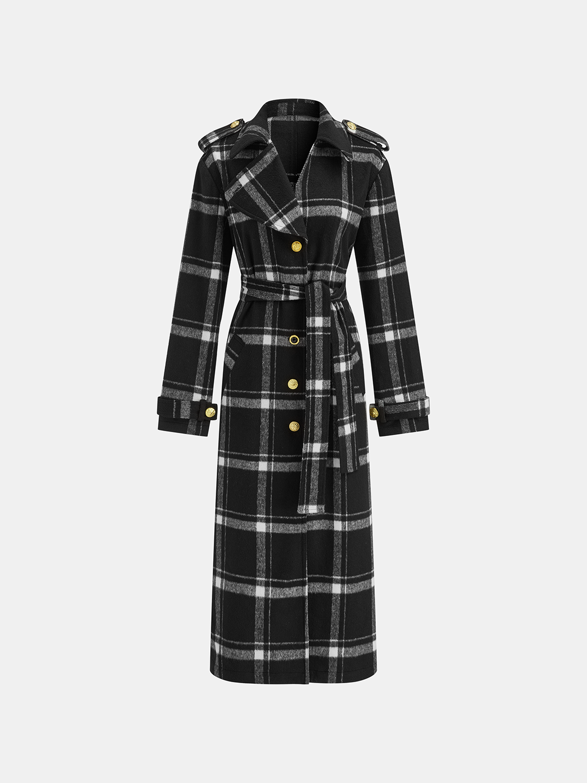 Classic Checked Wool Trench Coat
