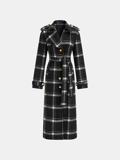 Classic Checked Wool Trench Coat