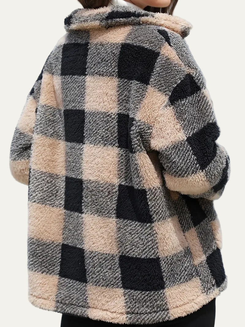 Soft Plaid Fleece Jacket for Women