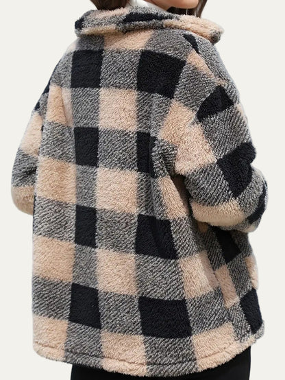 Soft Plaid Fleece Jacket for Women