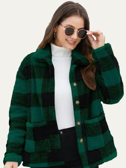 Soft Plaid Fleece Jacket for Women