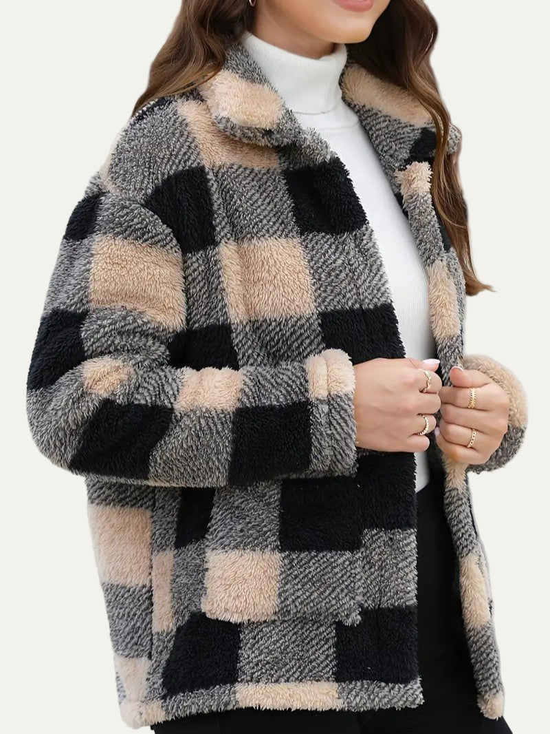 Soft Plaid Fleece Jacket for Women