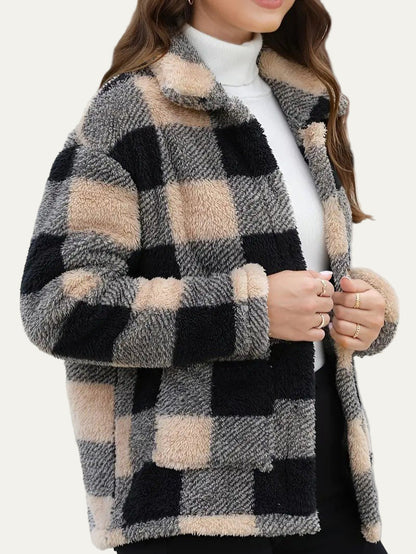 Soft Plaid Fleece Jacket for Women