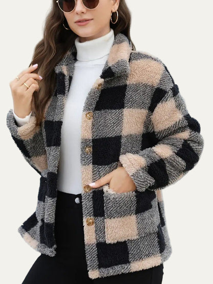 Soft Plaid Fleece Jacket for Women