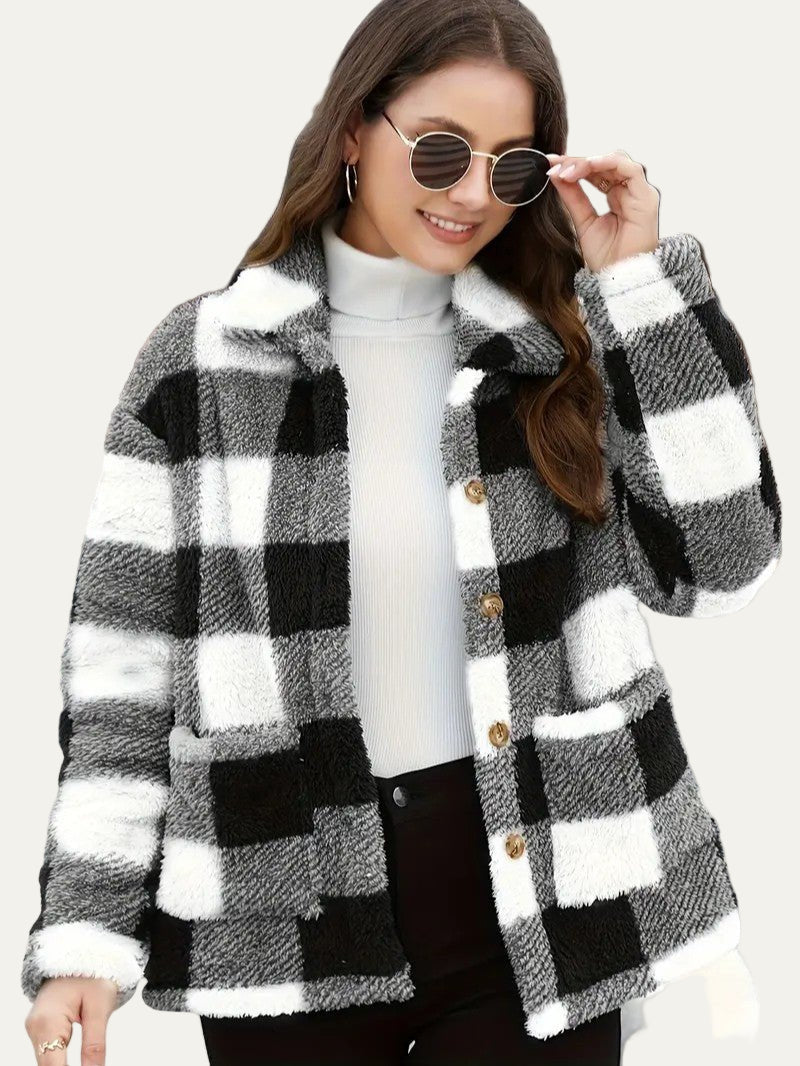 Soft Plaid Fleece Jacket for Women