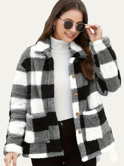 Soft Plaid Fleece Jacket for Women