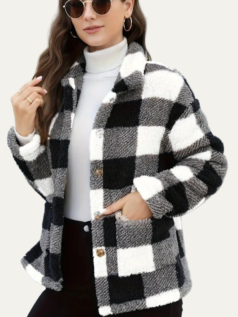 Soft Plaid Fleece Jacket for Women