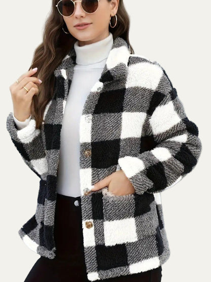 Soft Plaid Fleece Jacket for Women