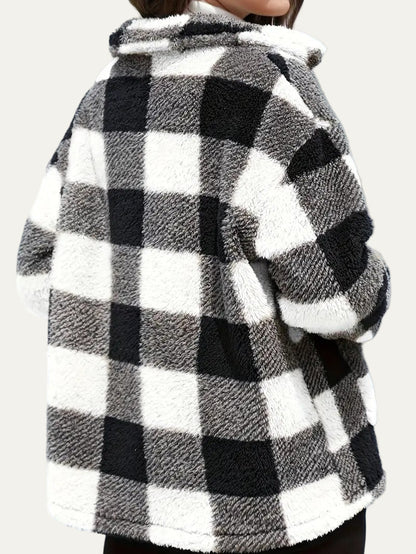 Soft Plaid Fleece Jacket for Women