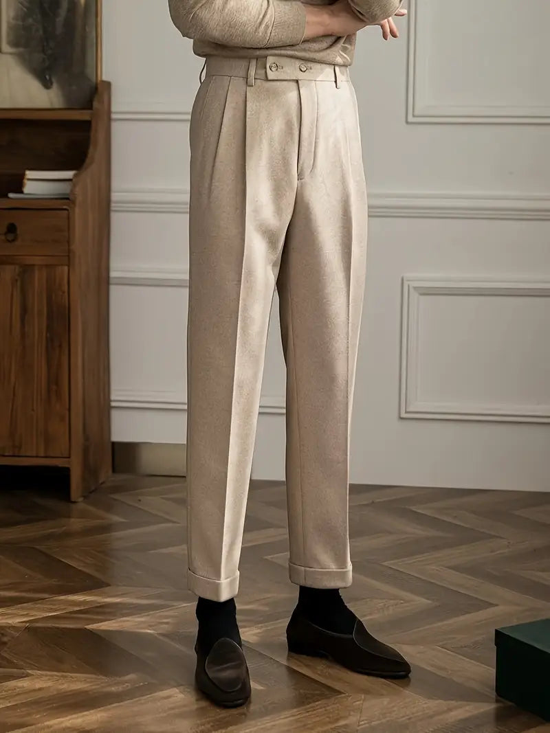 Classic Fit High Waisted Formal Trousers - OutfitLondon