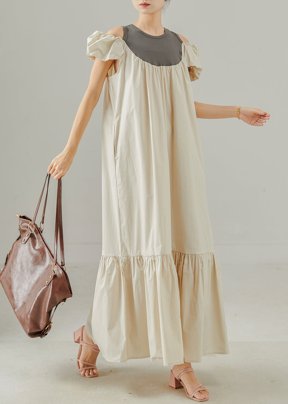 Women's Cotton Maxi Dress Breathable Plus Size - OutfitLondon