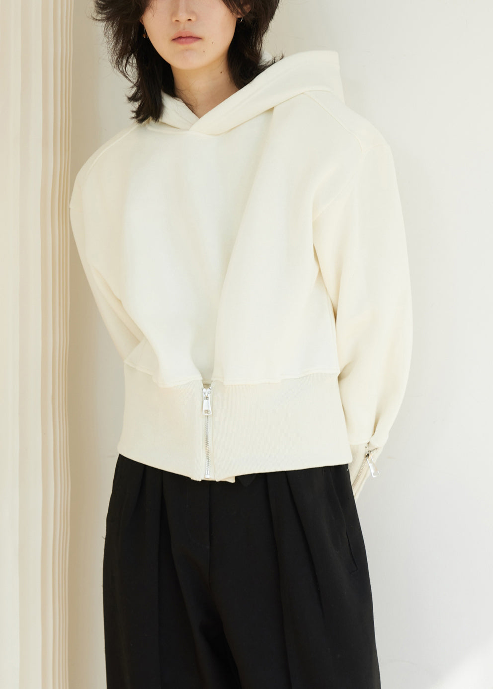 Plus Size Beige Cotton Hoodie Sweatshirt Thick Warm - OutfitLondon