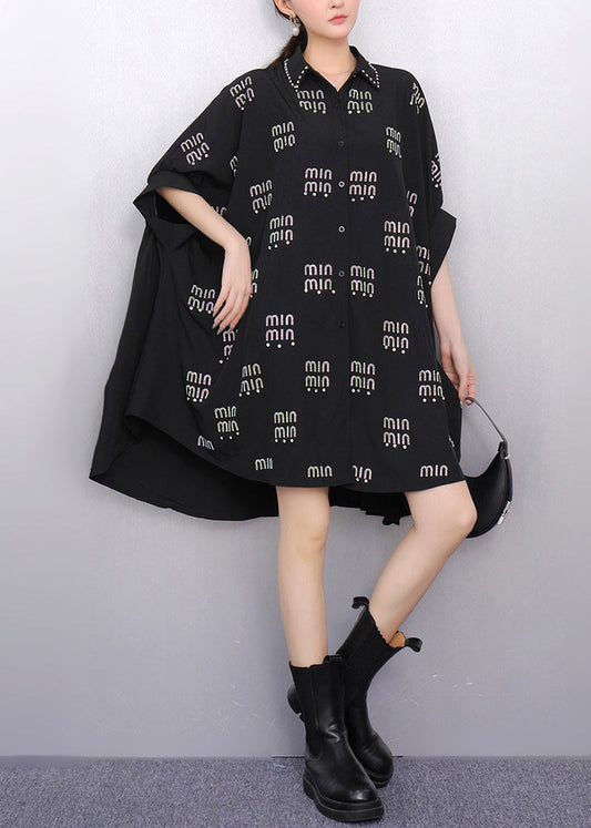 Women's Plus Size Oversized Black With Zircon Detail - OutfitLondon