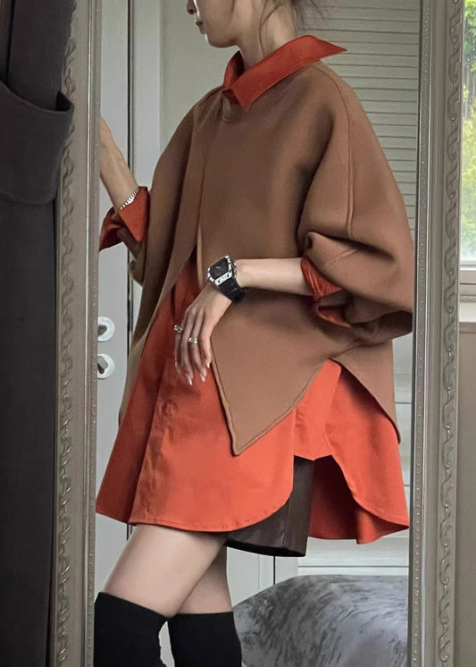 Women's Two Piece Sweatshirt Set Cotton Blend Coffee - OutfitLondon