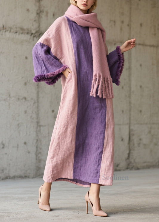 Women's Cotton Patchwork Dress Faux Fur Detail Autumn - OutfitLondon