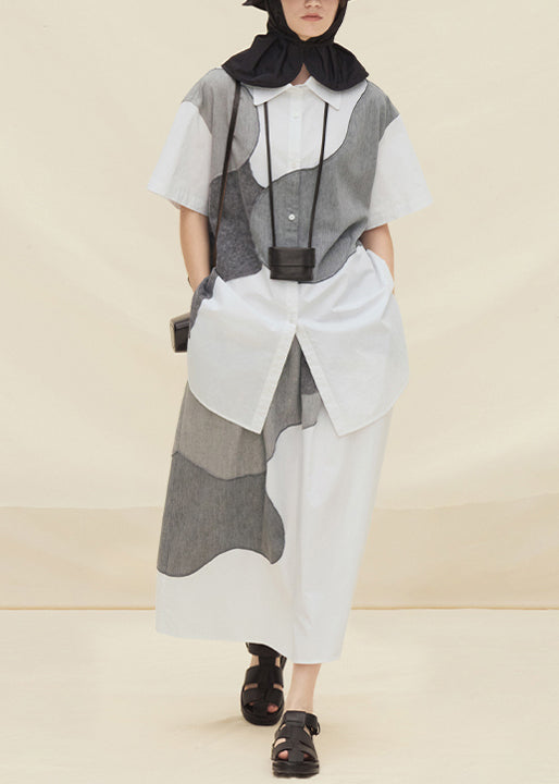 Women's Cotton Two-Piece Patchwork Set Lightweight Summer - OutfitLondon
