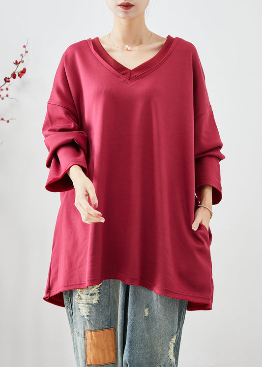 Women's Cotton Oversized Sweatshirt Relaxed Fit Mulberry - OutfitLondon