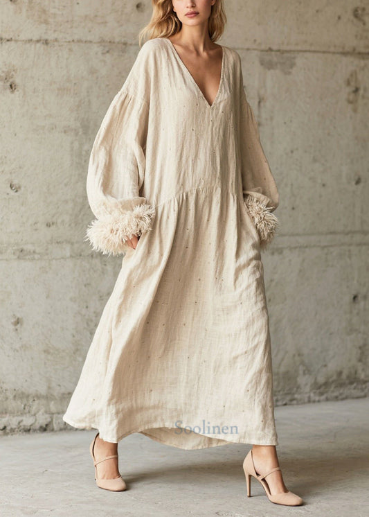 Women's Plus Size Faux Fur Maxi Dress White Oversized - OutfitLondon