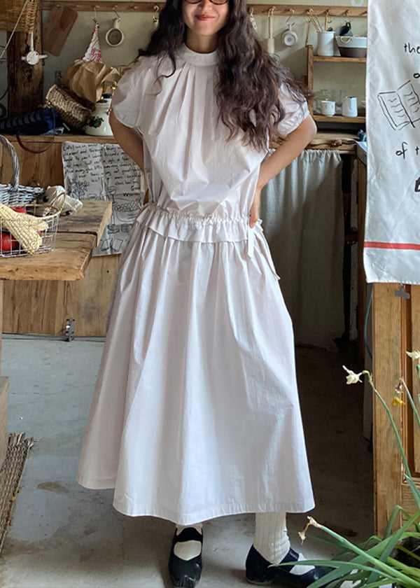 Women's Cotton Patchwork Dress Plus Size Wrinkled Drawstring - OutfitLondon