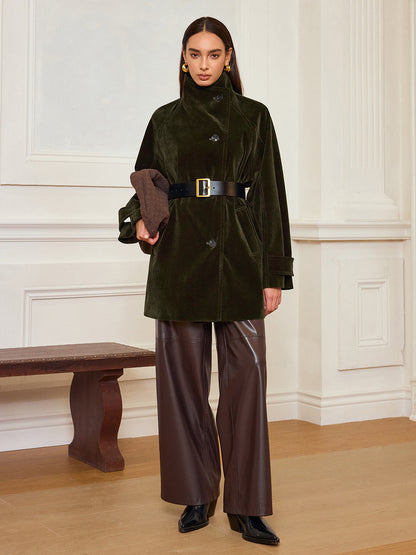 Luxurious Padded Velvet Trench Coat