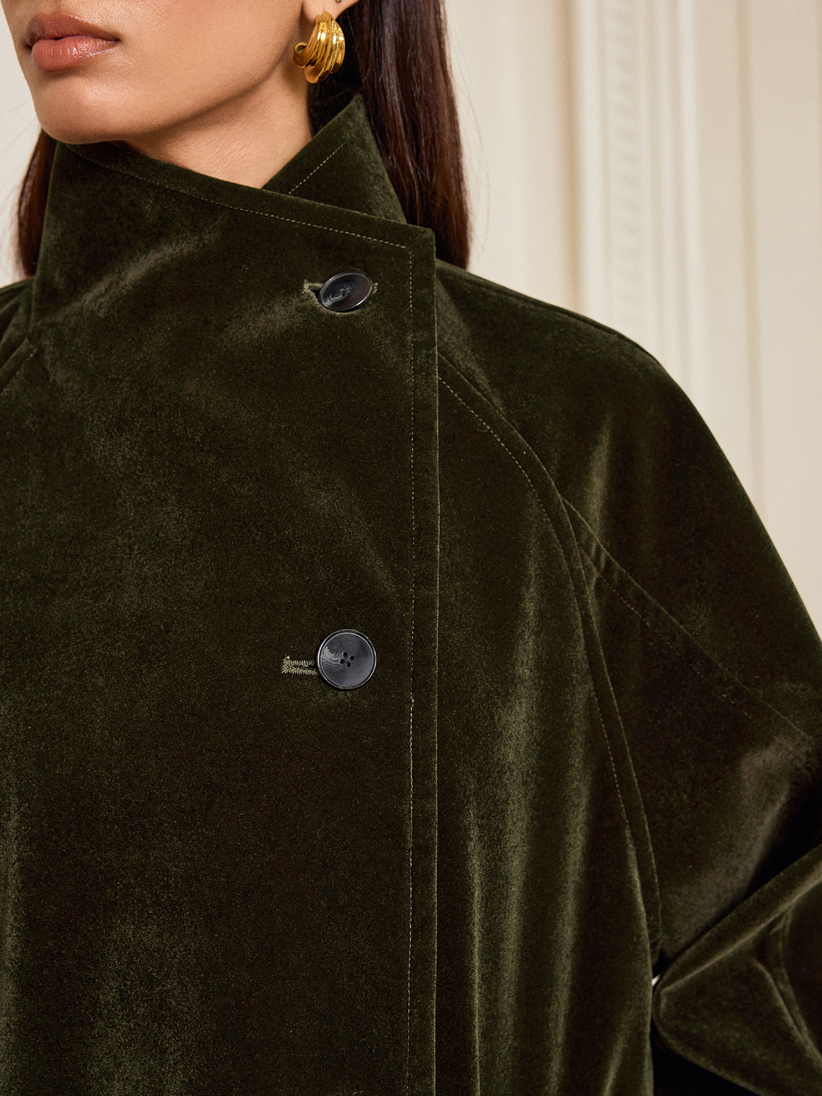 Luxurious Padded Velvet Trench Coat
