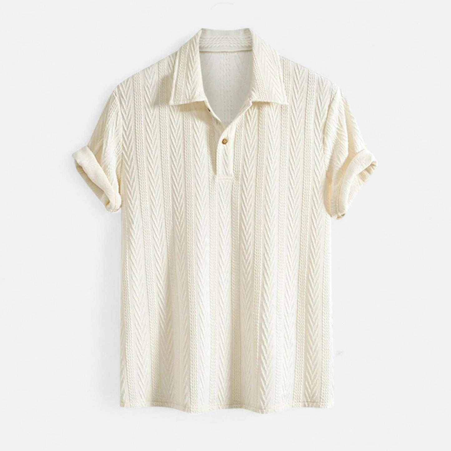 Breathable Polo Shirt with Textured Collar and Buttons