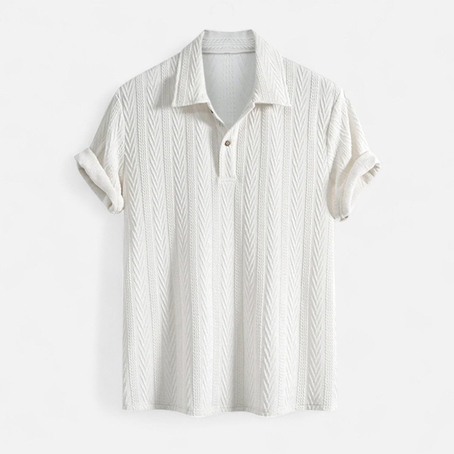 Breathable Polo Shirt with Textured Collar and Buttons