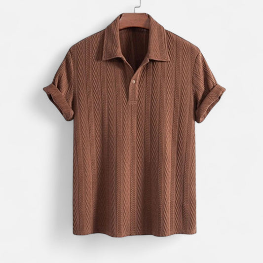 Breathable Polo Shirt with Textured Collar and Buttons - OutfitLondon