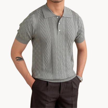 Textured Polo Shirt with Slim Fit Design