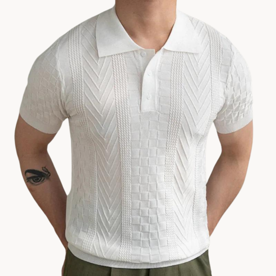 Textured Polo Shirt with Slim Fit Design