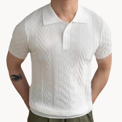 Textured Polo Shirt with Slim Fit Design